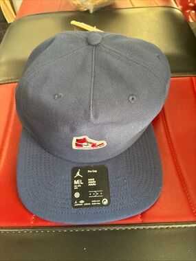 Jordan Navy Blue Pro Cap with Red & White Sneaker Patch